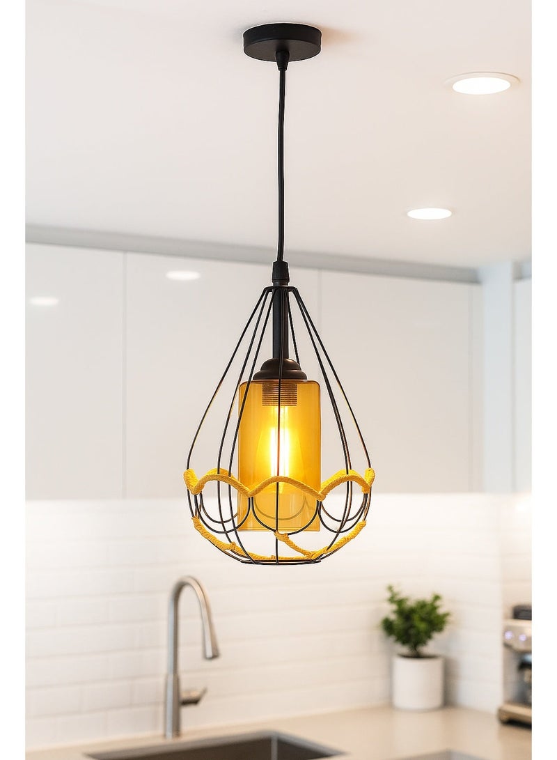 زوبا نجفة مودرن بتصميم سلك معدني وإضاءة دافئة — مثالية للممرات والطرقات والمطابخ-كود R1001 - Image 1